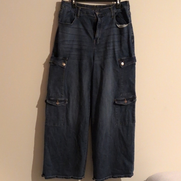 No Boundaries Denim - No Boundaries Blue Flare Wide Leg Jeans